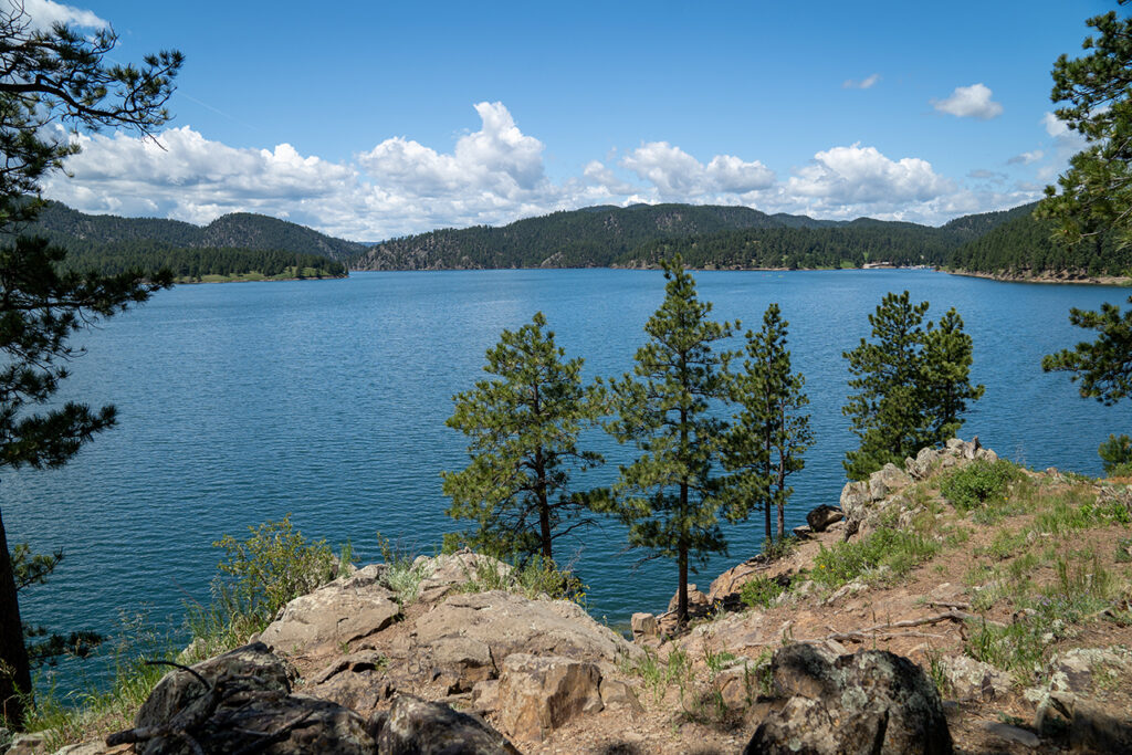 Pactola Lake and reservoir in the Black Hills of South Dakota in the summer